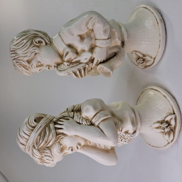 Boy Playing Saxophone Girl Holding Ears Vintage 1971 Kendrick Unversal Statuary - Picture 3 of 12